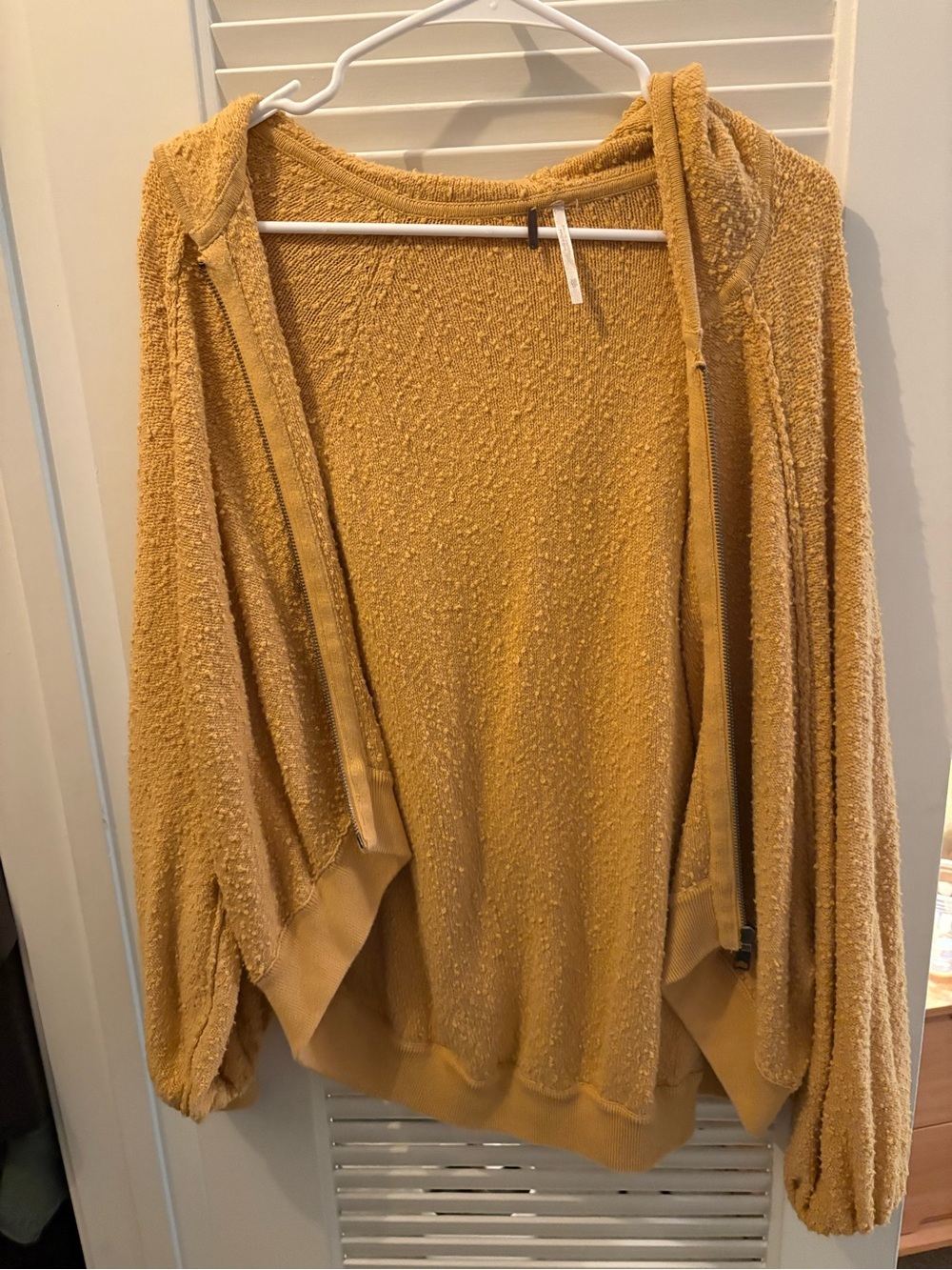 Free People Cozy Yellow Textured Zip Hoodie